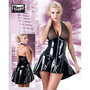 Black-Level-Kleidchen-in-Schwarz-im-Wetlook-mit-Netzmaterial