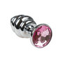 Geriffelter-Buttplug-aus-Aluminium-mit-pinkfarbenem-Kristall