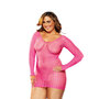 Elegantes-und-sexy-Minikleid-aus-Netzmaterial-in-Pink