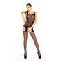 Catsuit-in-Schwarz-mit-Straps-Look